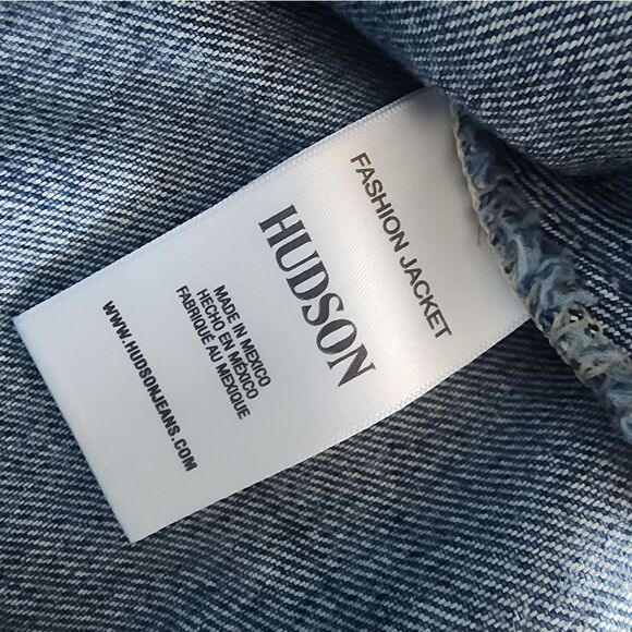 Hudson jean light jacket crop zip up back tie front pockets - Picture 8 of 14